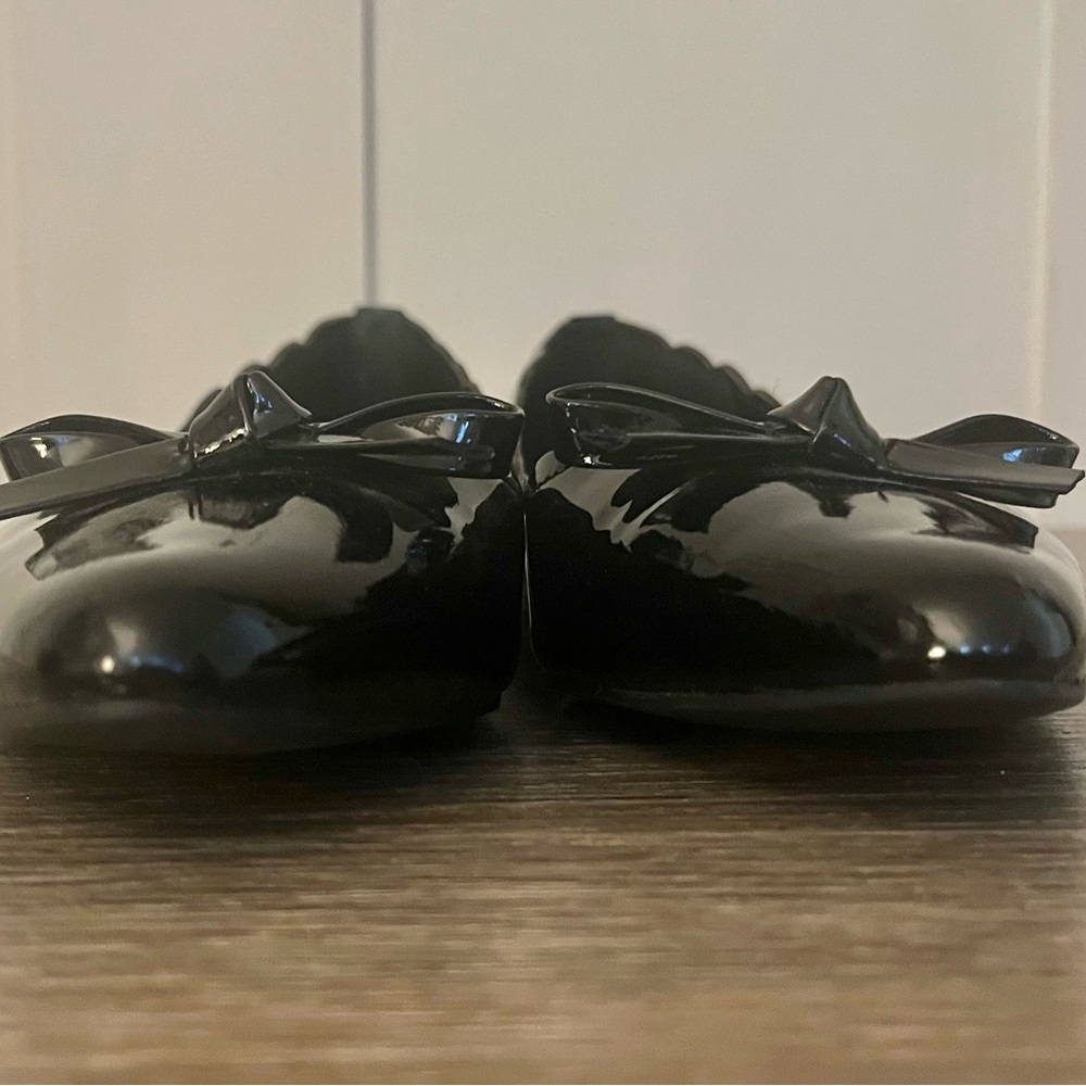 kate spade Black Patent Pointed-Toe Ballet Flats with Bow - Picture 4 of 7